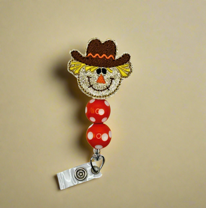 Happy Scarecrow Beaded Badge Reel