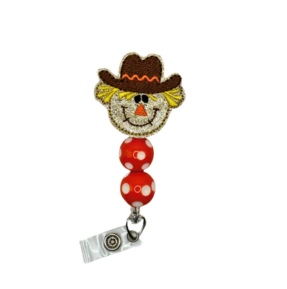 Happy Scarecrow Beaded Badge Reel