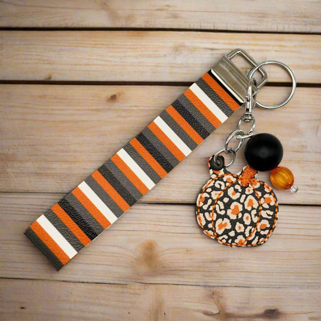 Orange Leopard Pumpkin Keychain and Wristlet