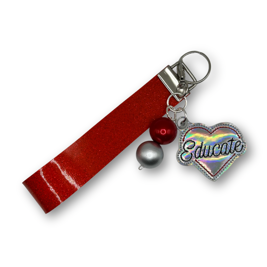Educate Heart Keychain and Wristlet
