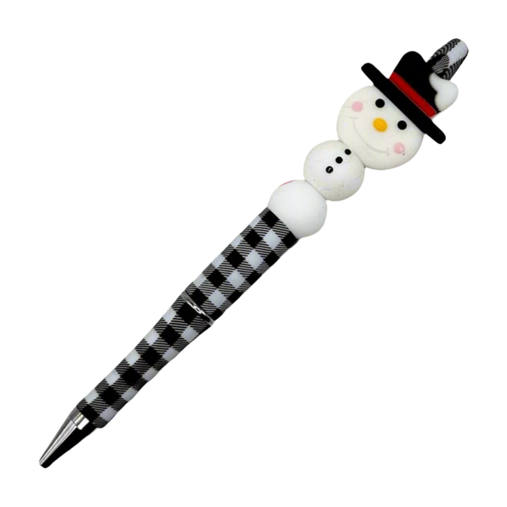 Snowman with Top Hat Beaded Pen