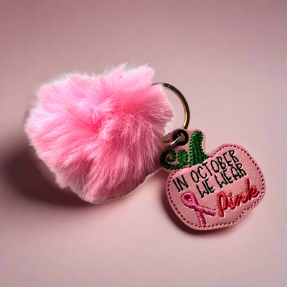 In October we Wear Pink Pom Pom Keychain