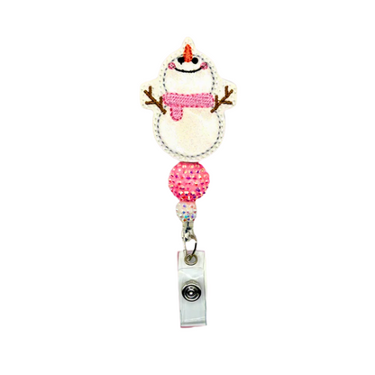 Snowman With Scarf Badge Reel