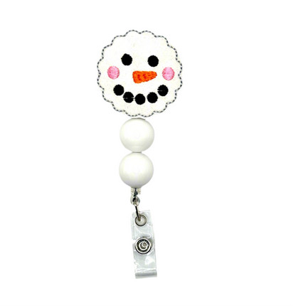 Snowman Head Beaded Badge Reel