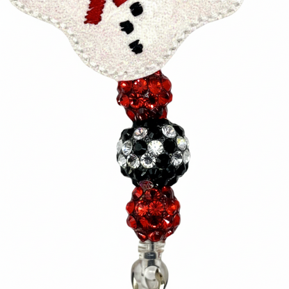 Melted Snowman Beaded Badge Reel