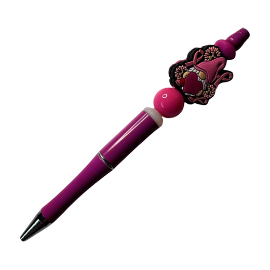 Pink Ribbon Gnome Beaded Pen