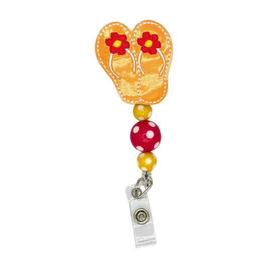 Orange Flip Flop Badge Reel
