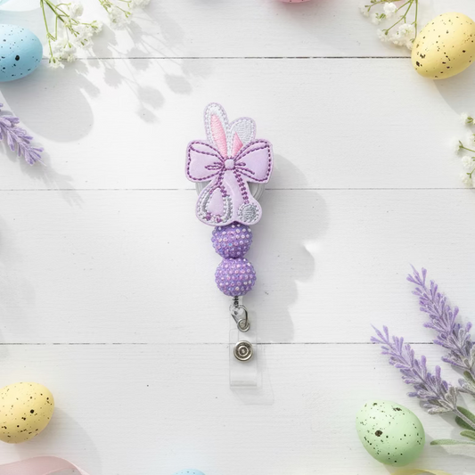 Bunny Bow Stethoscope Badge Reel
