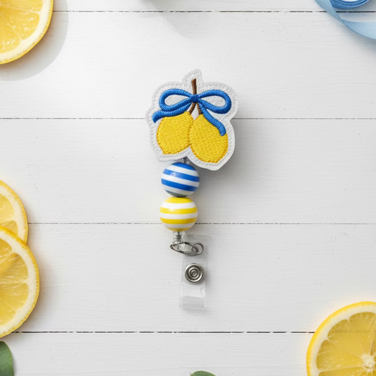 Lemons with Bow Badge Reel
