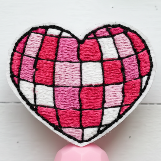 Disco Heart Beaded Badge Reel