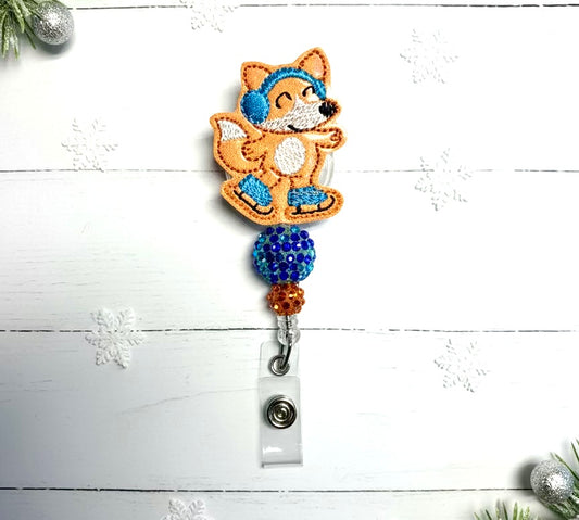 Skating Fox Badge Reel