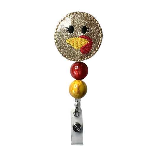 Thankful Turkey Beaded Badge Reel