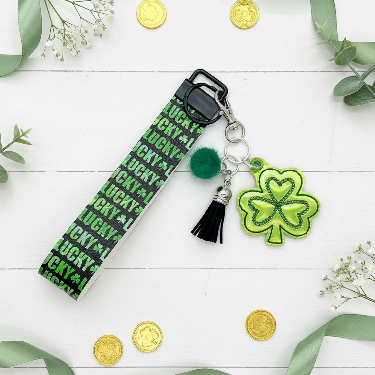 Lime Shamrock Keychain and Wristlet