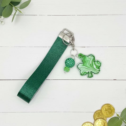 Marble Shamrock Keychain and Wristlet