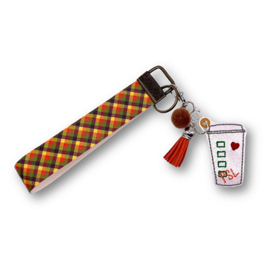 Pumpkin Spice Latte Cup Keychain and Wristlet