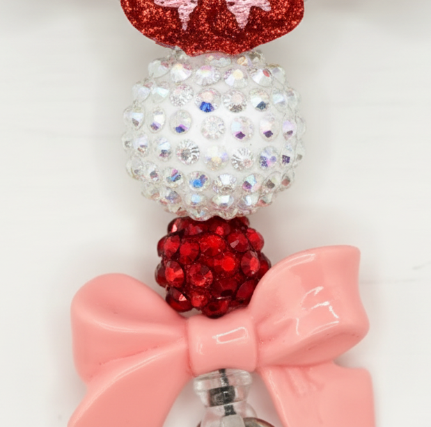 Love with Bow Beaded Badge Reel