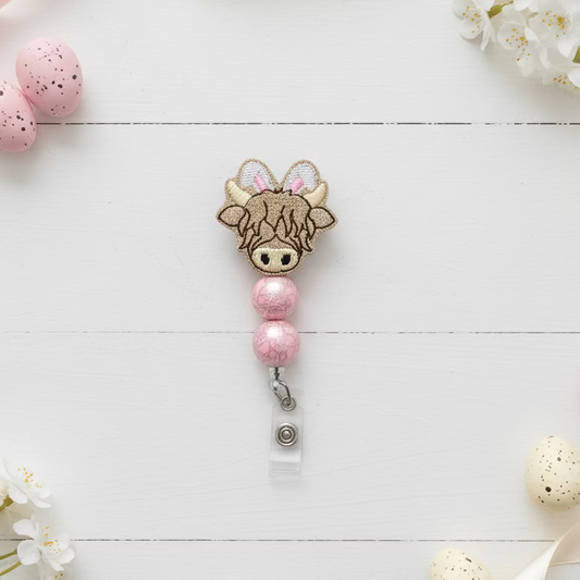 Bunny Highland Cow Badge Reel