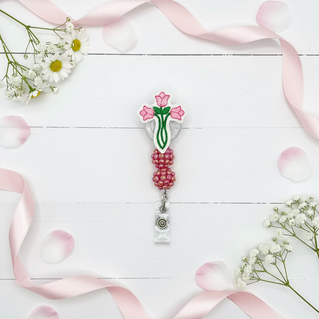 Tulip Cross Badge Reel