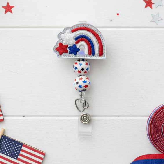 Red, White, and Blue Rainbow Badge Reel