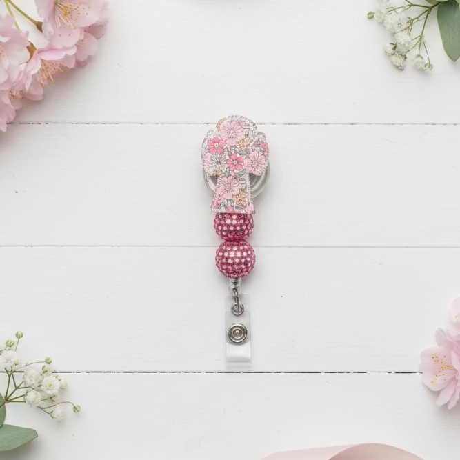 Flower Cross Badge Reel