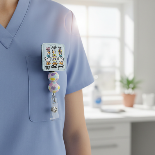 Egg-cited Goose Badge Reel