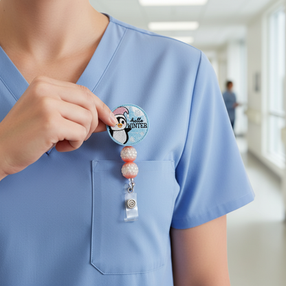 Hello Winter Penguin Badge Reel