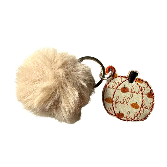 Fall Pumpkin Pom Pom Keychain