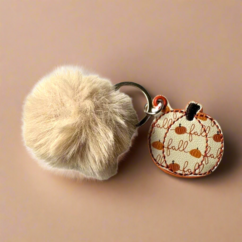 Fall Pumpkin Pom Pom Keychain