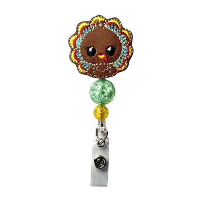 Cute Brown Turkey Badge Reel