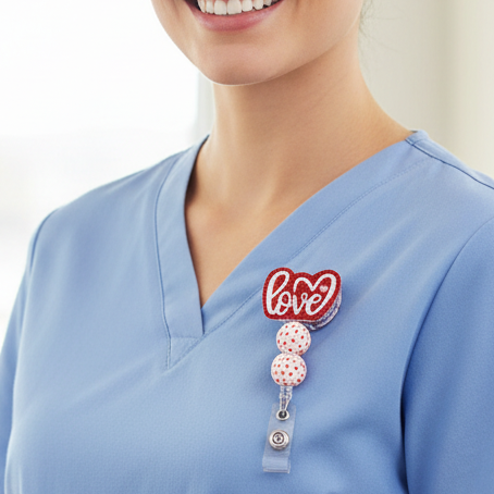 Love Word Beaded Badge Reel