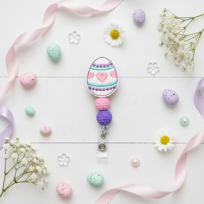 Egg with Heart Design Badge Reel