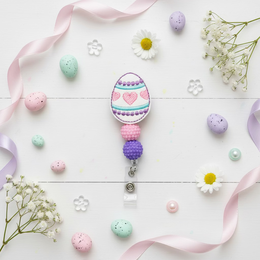 Egg with Heart Design Badge Reel