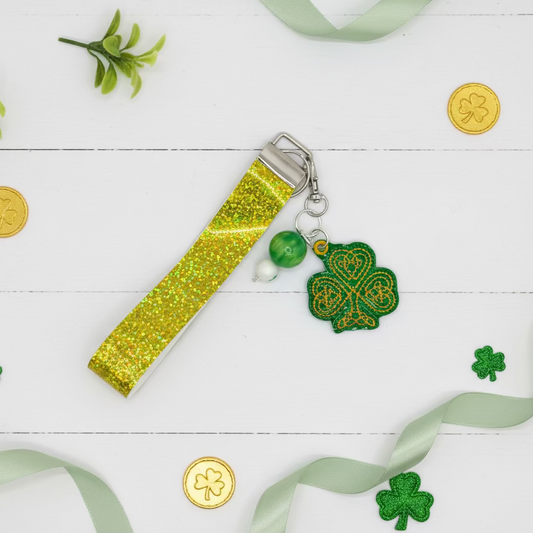 Gold Shamrock Keychain and Wristlet