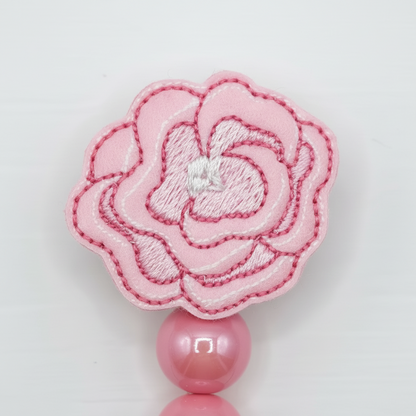 Pink Peony Badge Reel