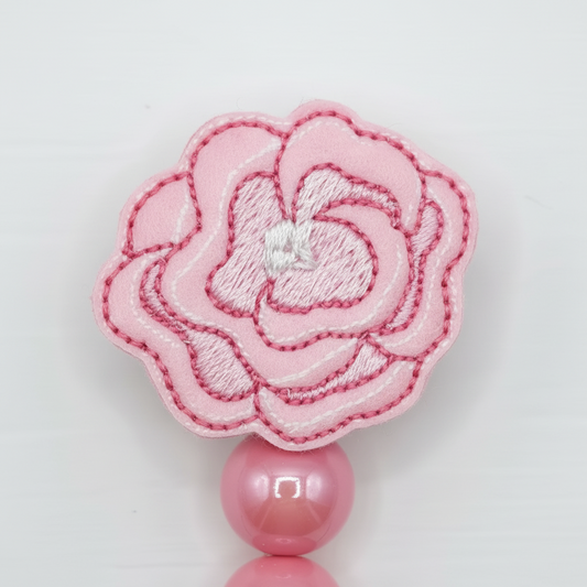 Pink Peony Badge Reel