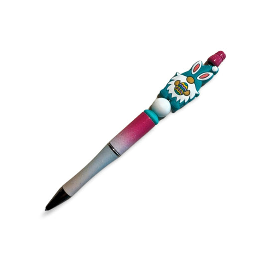 Teal Bunny Gnome Beaded Pen