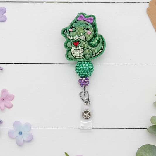 Cute alligator badge reel