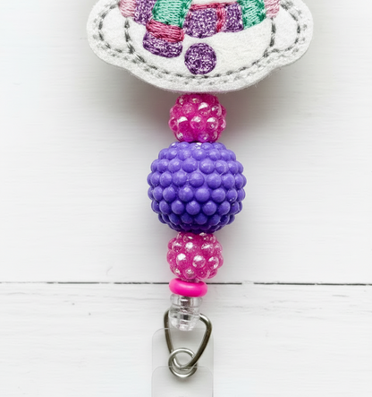 Beanie Hat Snowman Badge Reel