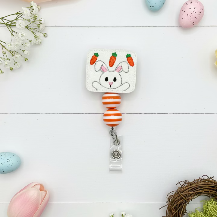 Bunny with Carrots Badge Reel