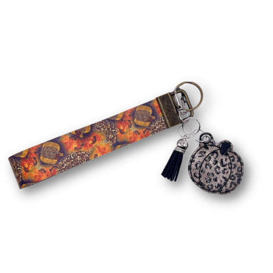 Silver Leopard Pumpkin Keychain and wristlet