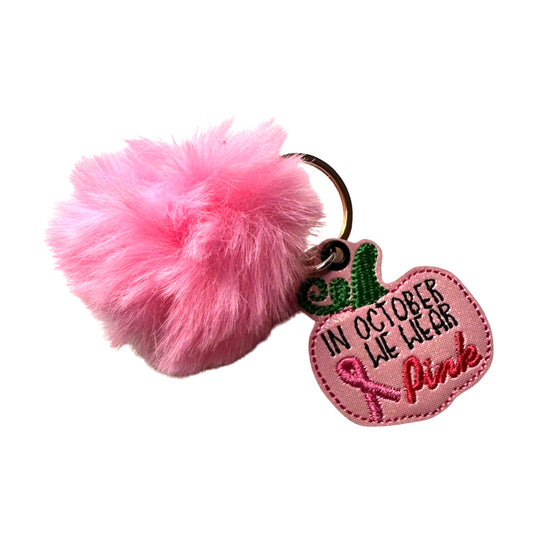 In October we Wear Pink Pom Pom Keychain