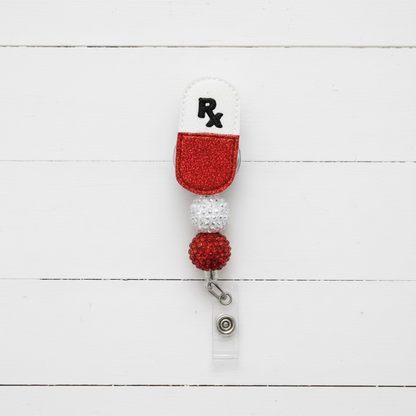 RX beaded Badge Reel, handmade retractable ID badge reel