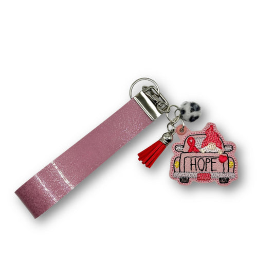 Pink Gnome Hope Truck Keychain and Wristlet