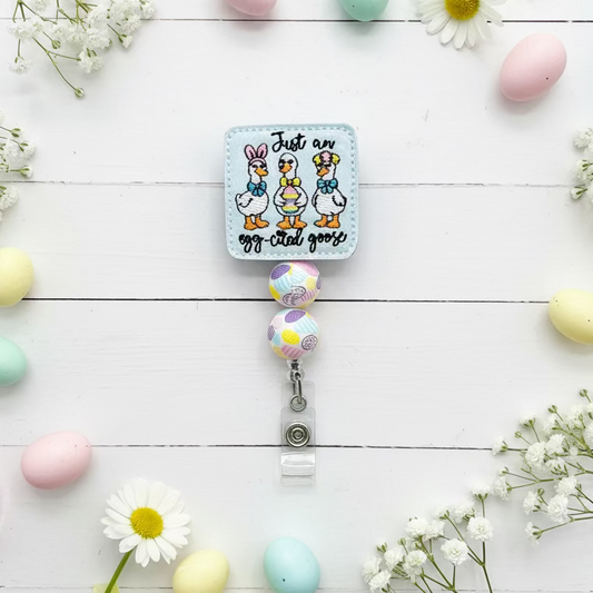 Egg-cited Goose Badge Reel