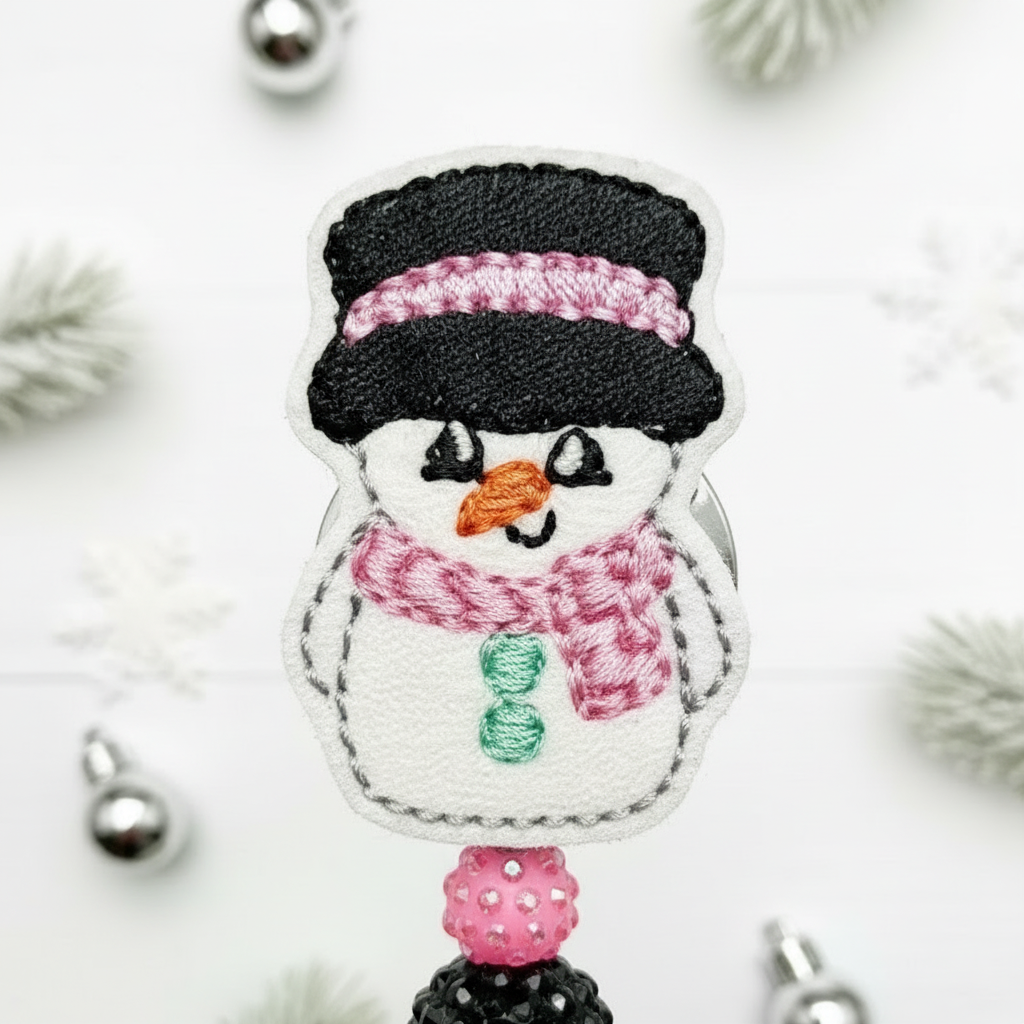 Pastel Top Hat Snowman Badge Reel