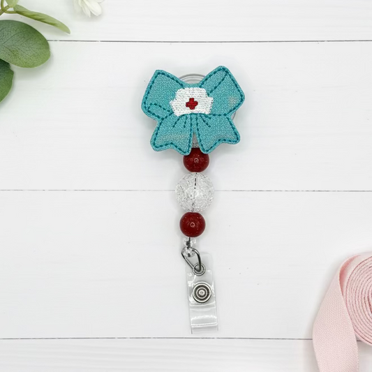 Bow with Nurse Hat Badge Reel