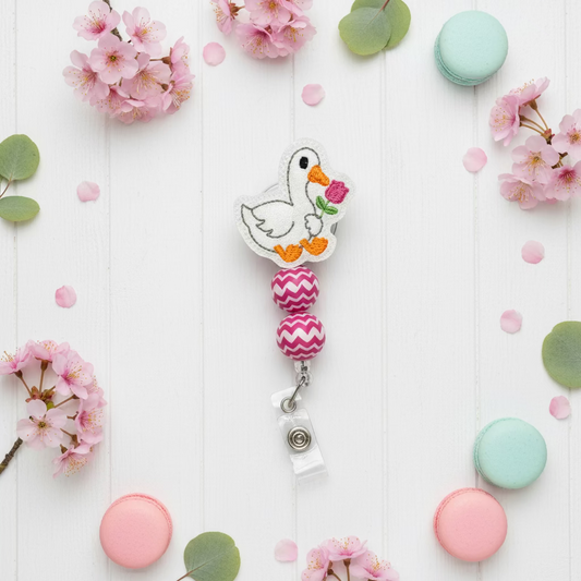 Duck with Tulip Badge Reel