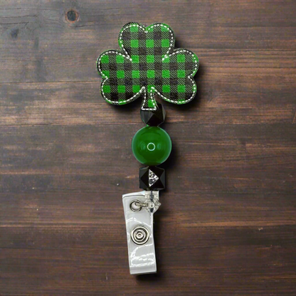 Plaid Shamrock Badge Reel