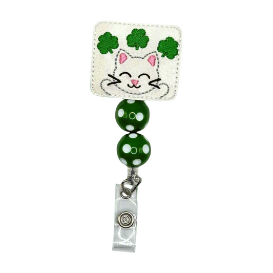 Cat with Shamrocks Badge Reel