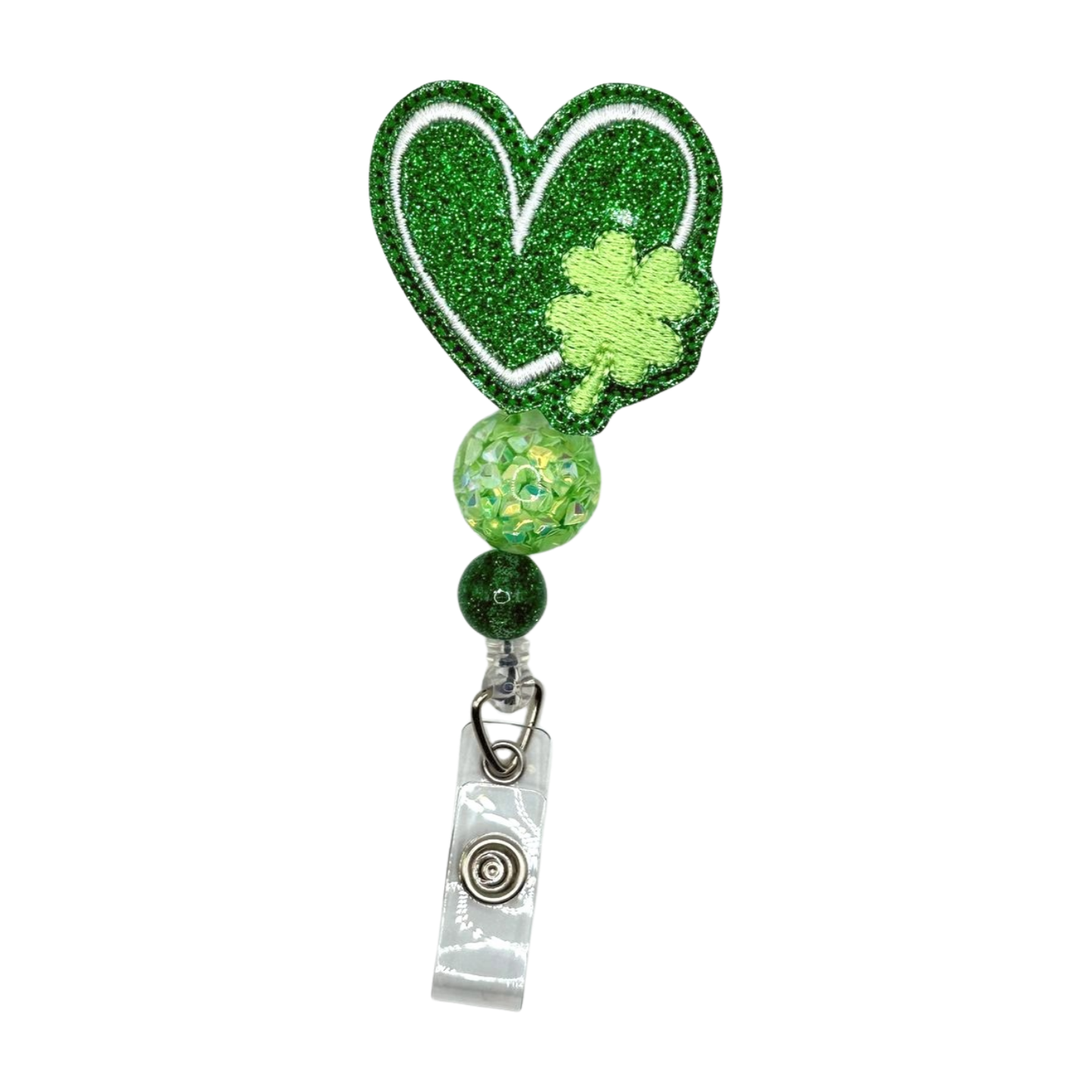 Clover Heart Beaded Badge Reel